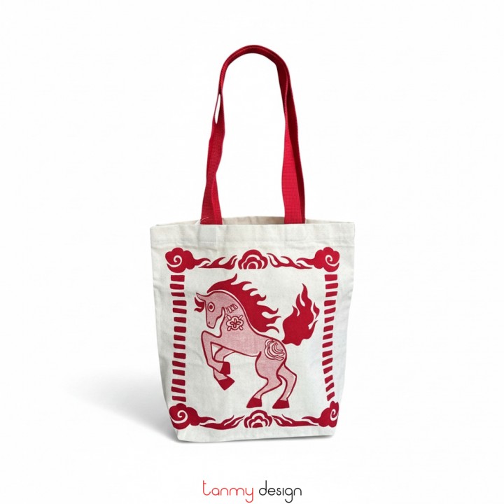 Túi tote vải in họa tiết ngựa 35*40cm